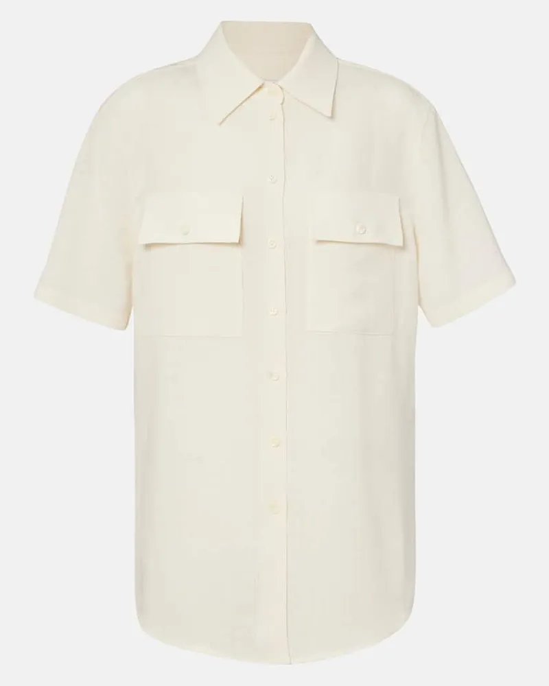 Loro Piana Hemd Shirley aus Leinen-CrÃªpe Weiã