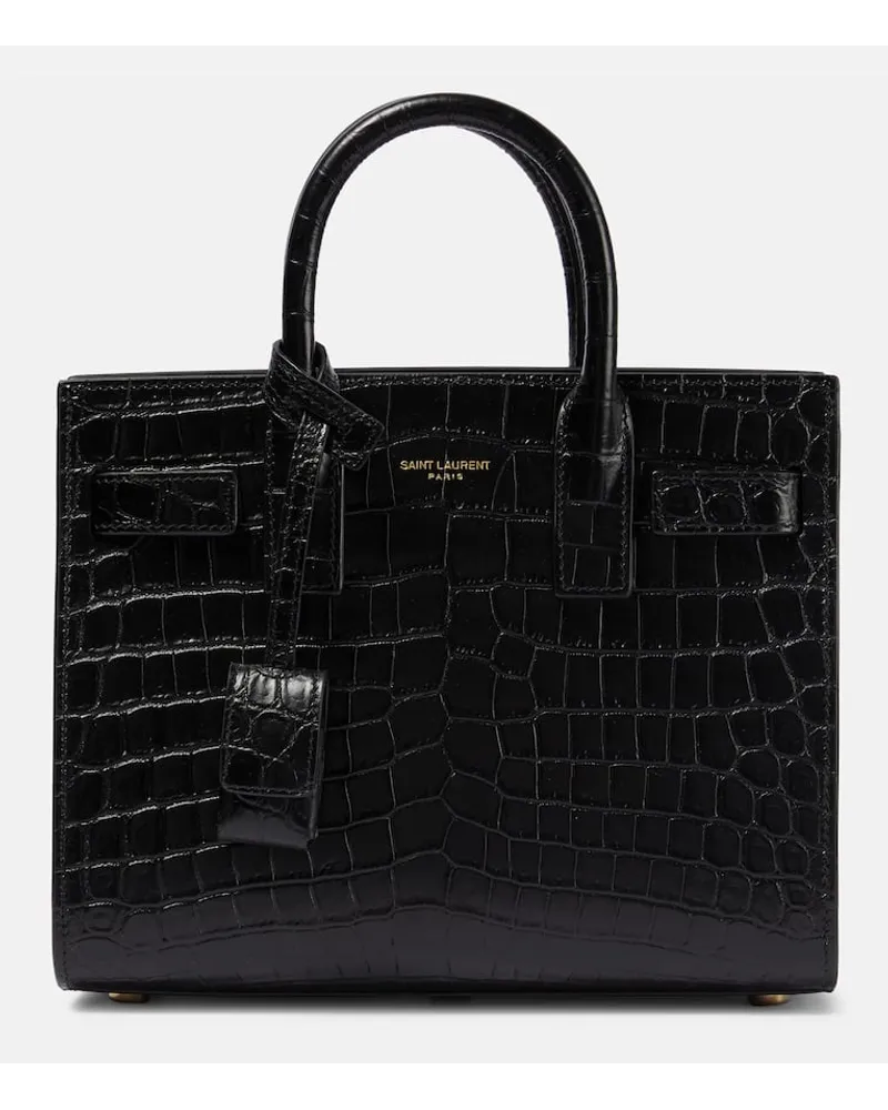 Saint Laurent Tote Sac De Jour Nano aus Leder Schwarz