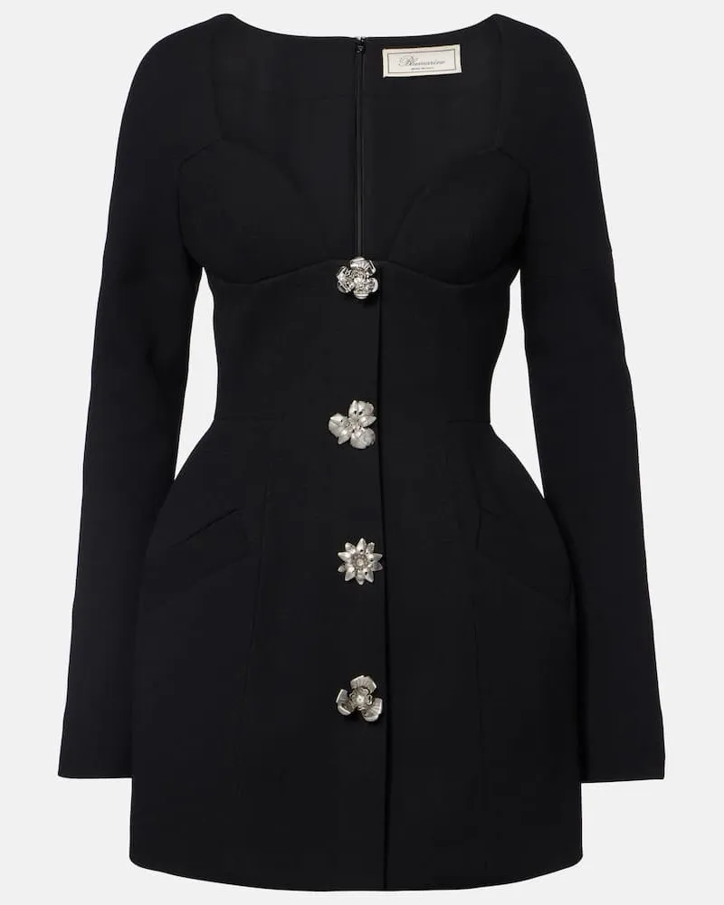 Blumarine Verziertes Minikleid aus Crêpe Schwarz