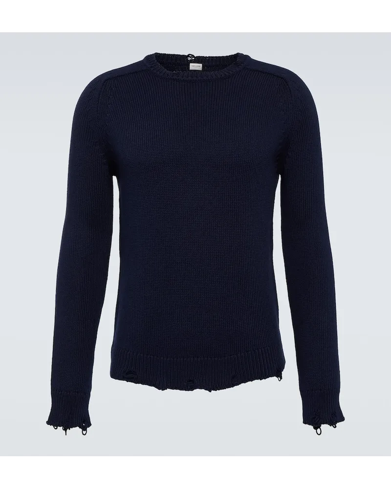 Saint Laurent Pullover aus Baumwolle Blau