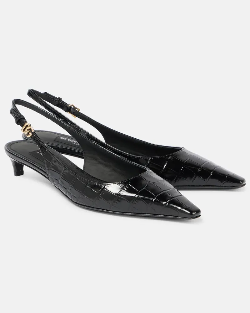 Dolce & Gabbana Slingback-Pumps aus Lackleder Schwarz
