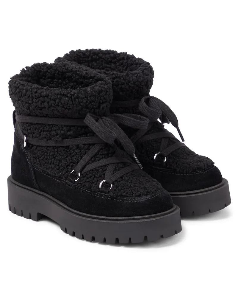 Il Gufo Ankle Boots aus Faux Shearling mit Veloursleder Schwarz