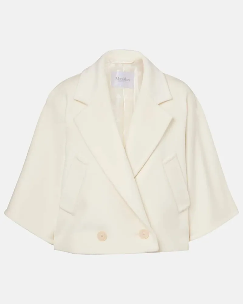 Max Mara Cabanjacke Galea aus Wolle und Kaschmir Weiß