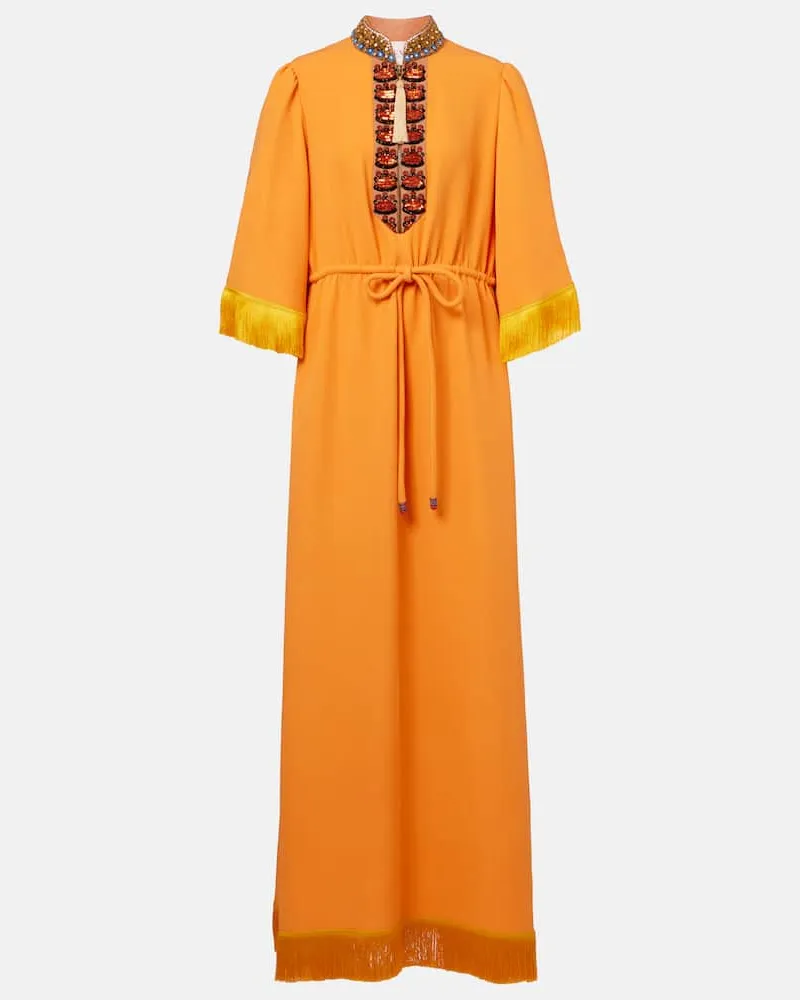 Valentino Garavani Bestickte Robe aus Cady Couture Orange