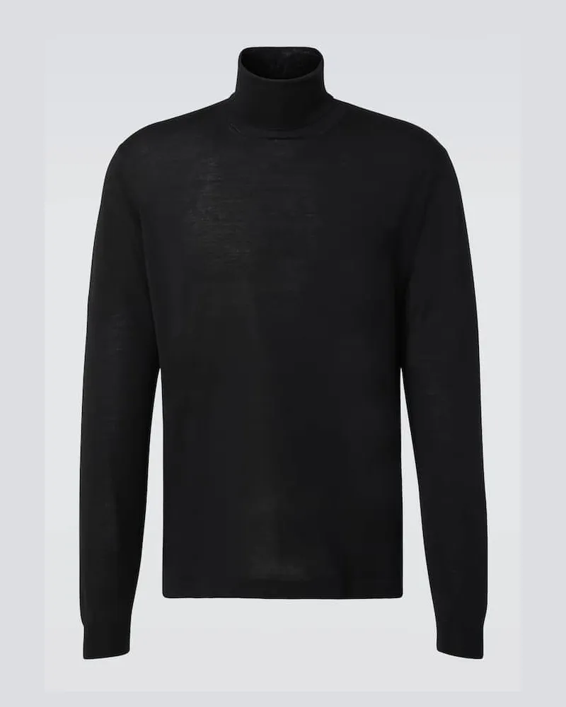 Thom Sweeney Rollkragenpullover aus Wolle Schwarz