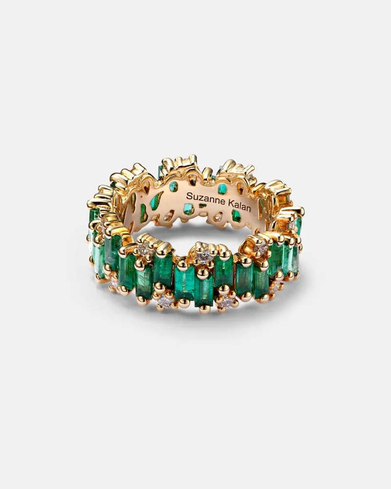 Suzanne Kalan Ring aus 18kt Gelbgold mit Diamanten und Smaragden Grün