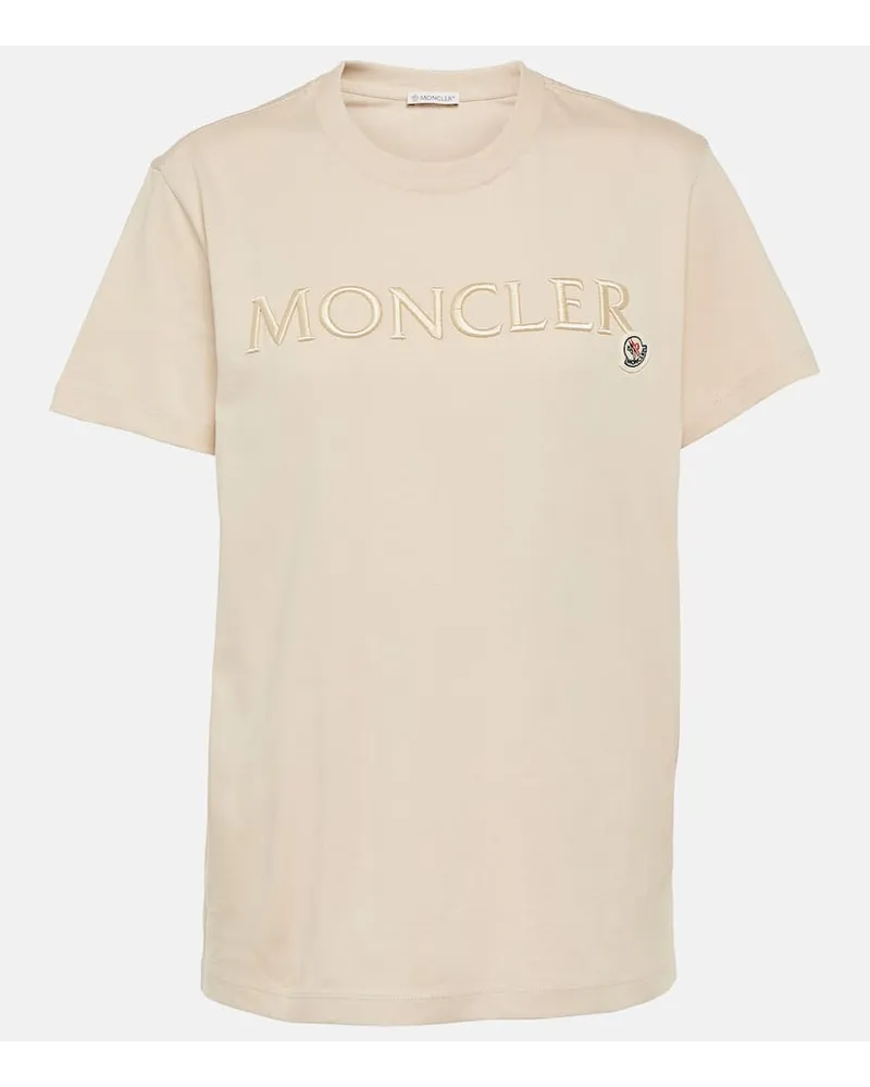 Moncler T-Shirt aus Baumwolle Beige