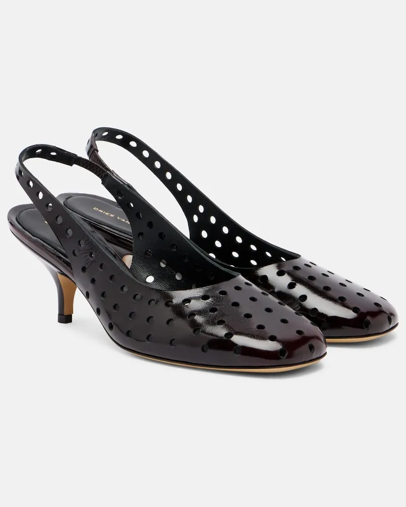 Dries van Noten Slingback-Pumps 65 aus Leder Burgunderrot