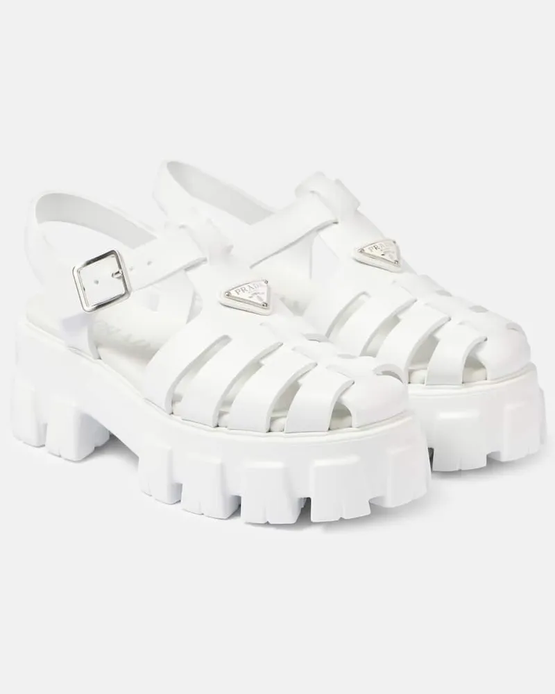 Prada Plateausandalen Monolith Weiß
