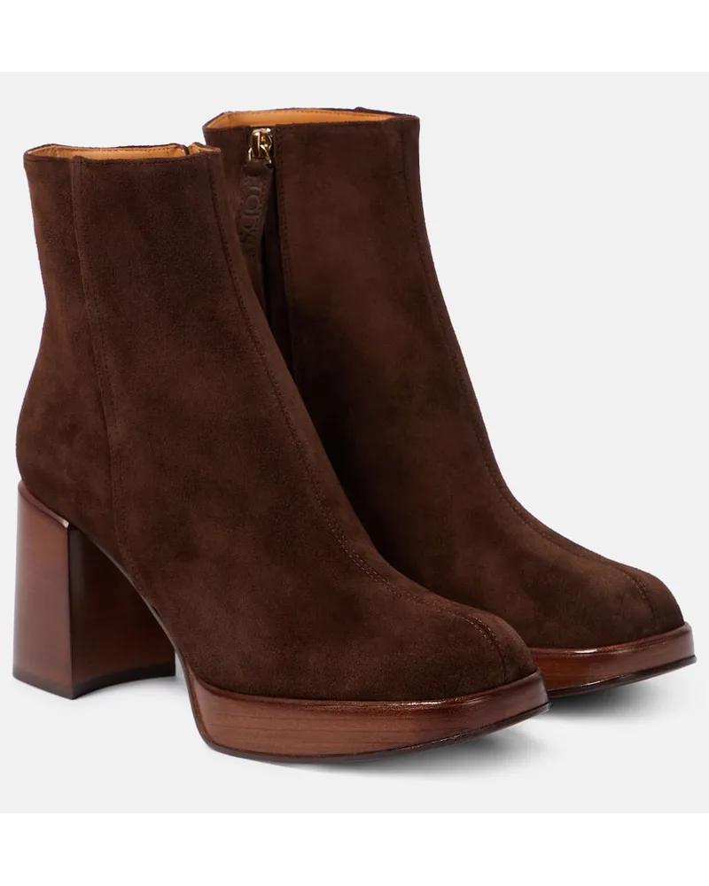 TOD'S Ankle Boots aus Veloursleder Braun