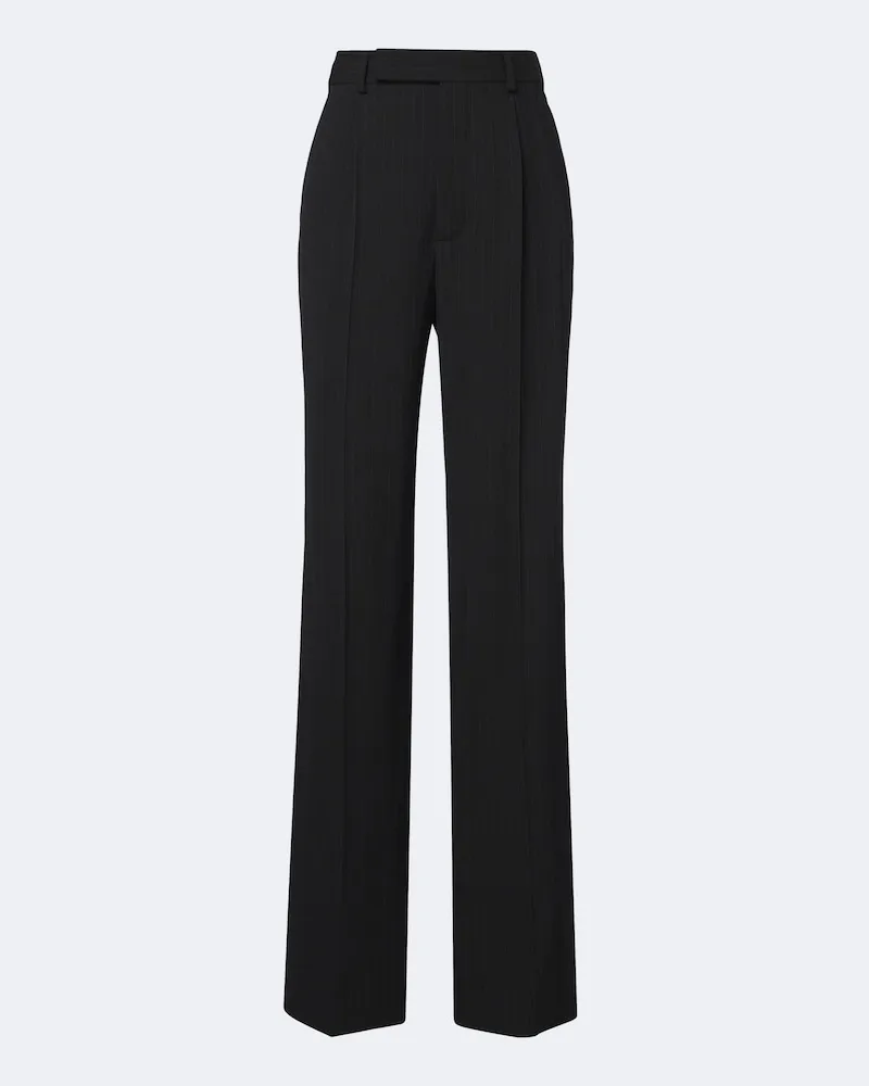 Saint Laurent Gerade Hose aus einem Wollgemisch Schwarz