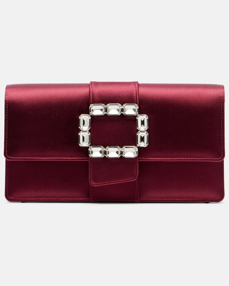 Manolo Blahnik Clutch Maycap aus Satin mit Kristallen Burgund