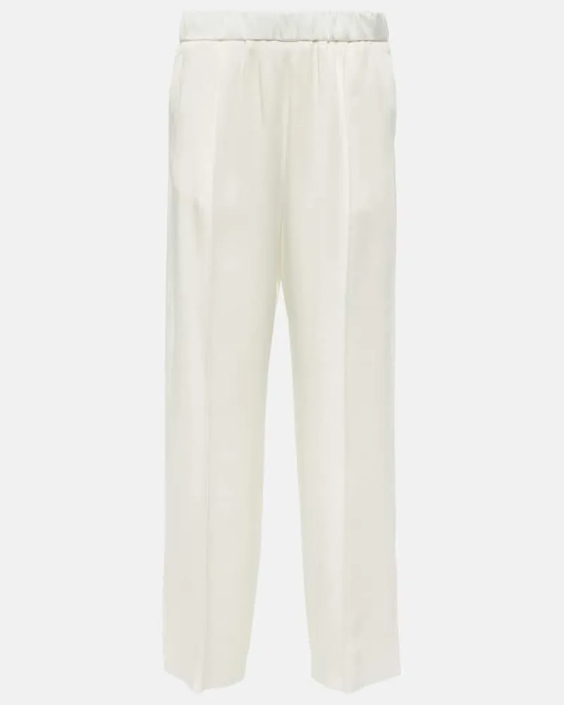 Jil Sander Gerade Hose aus Satin Weiß