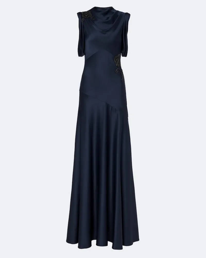 Erdem Verzierte Robe aus Satin Blau