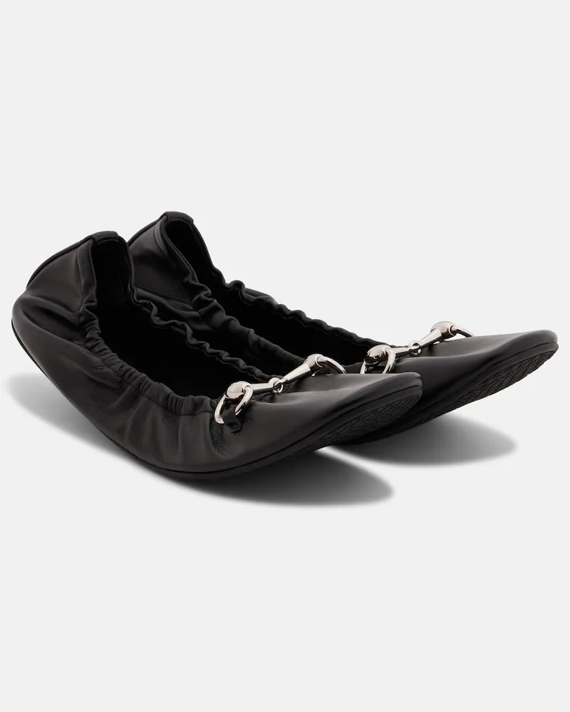 Gucci Ballerinas Prima Horsebit aus Leder Schwarz