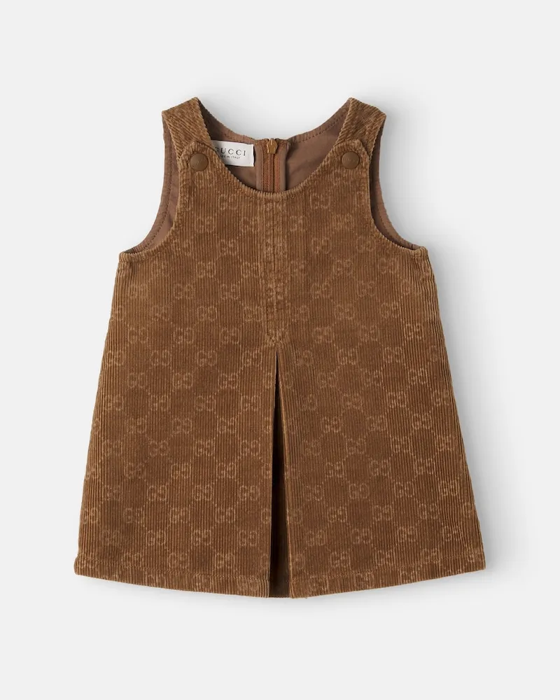 Gucci Baby Kleid GG aus Baumwollcord Braun