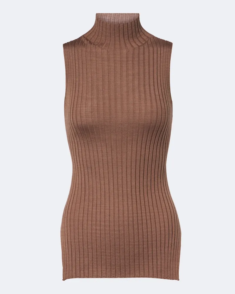 KHAITE Rollkragentop Karla aus Wolle und Seide Braun