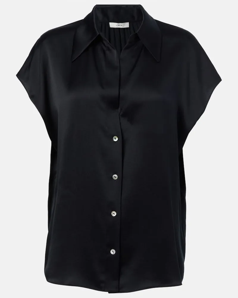 Vince Top aus Seidensatin Schwarz