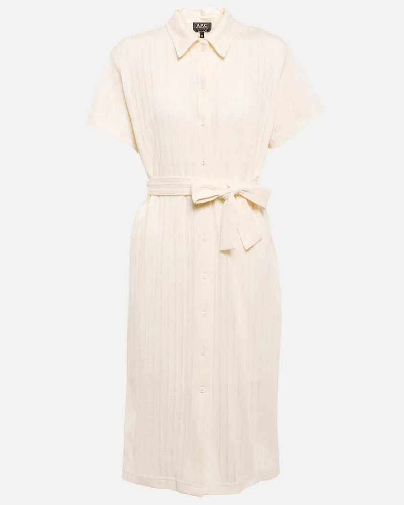 A.P.C. Midikleid aus Baumwolle Weiß