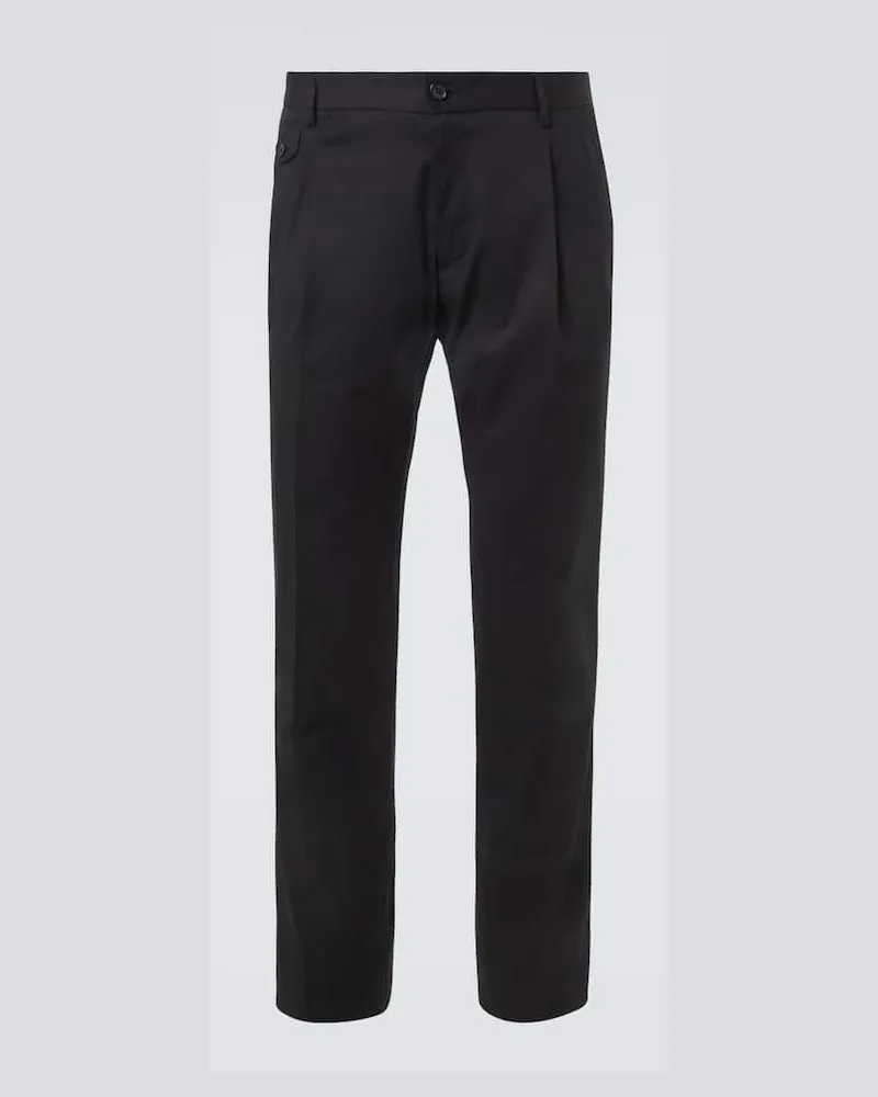 Dolce & Gabbana Gerade Hose aus Baumwolle Schwarz