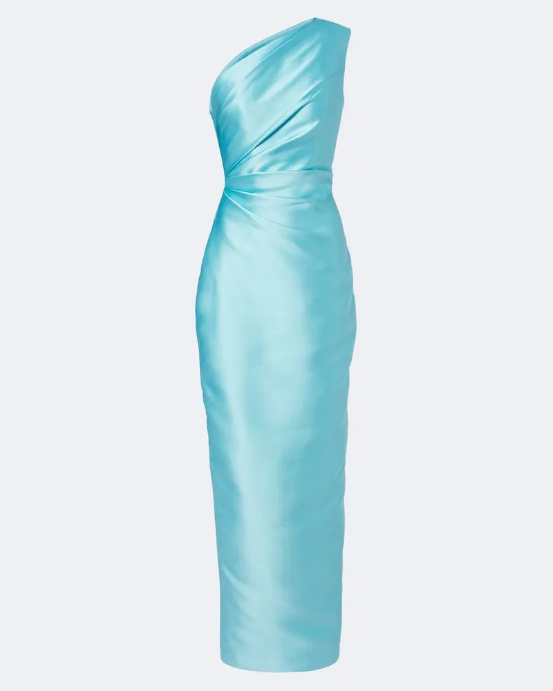 Solace London One-Shoulder Robe Kira aus Satin Blau