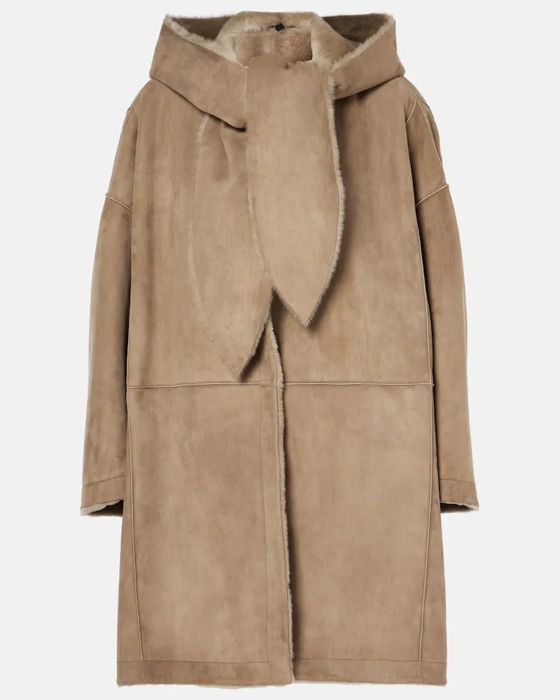 The Row Wendbarer Mantel Parnasse aus Veloursleder und Shearling Braun