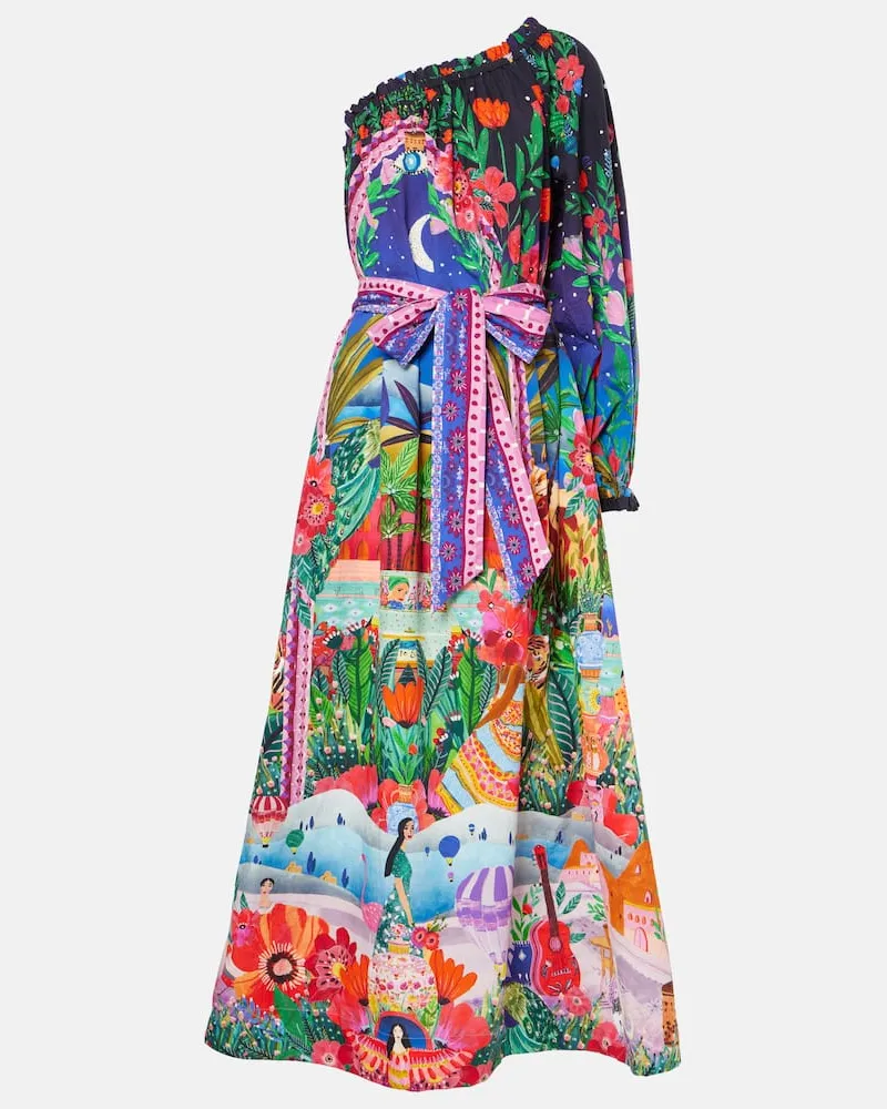 Camilla One-Shoulder-Maxikleid aus Baumwolle Multicolor