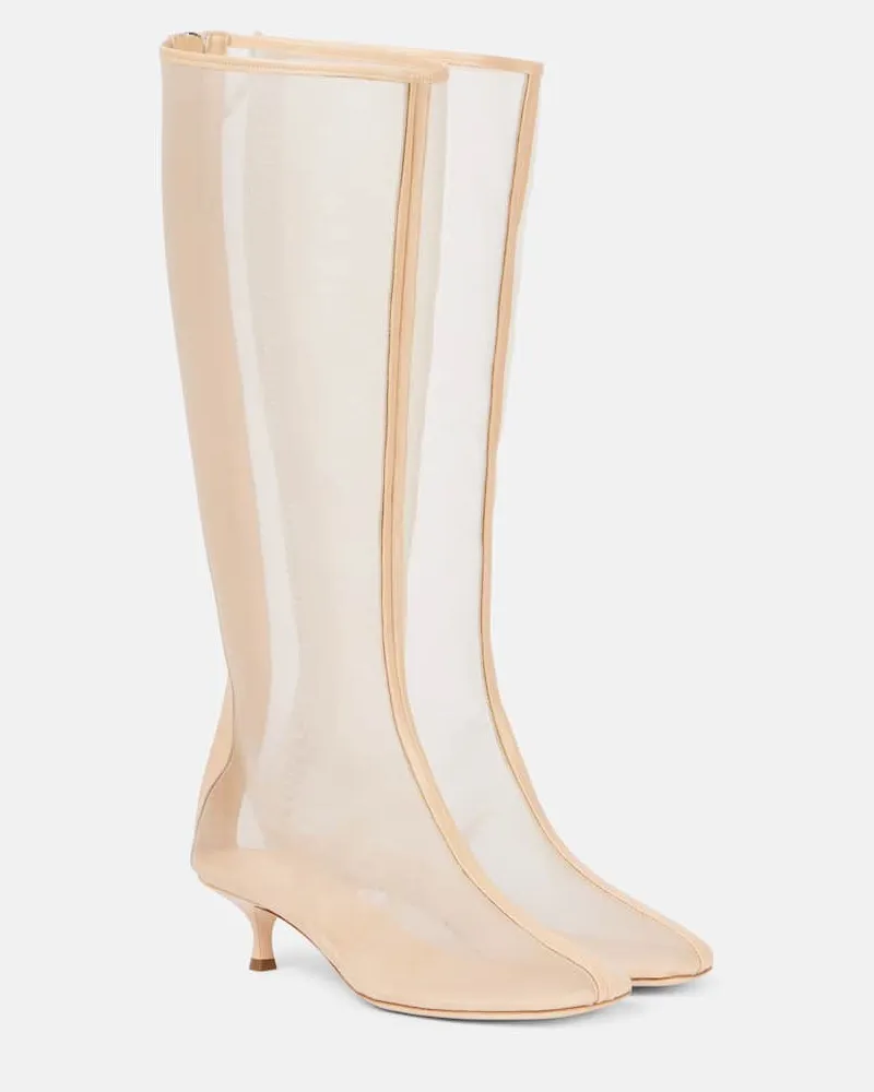 Christopher Esber Stiefel aus Mesh mit Leder Beige