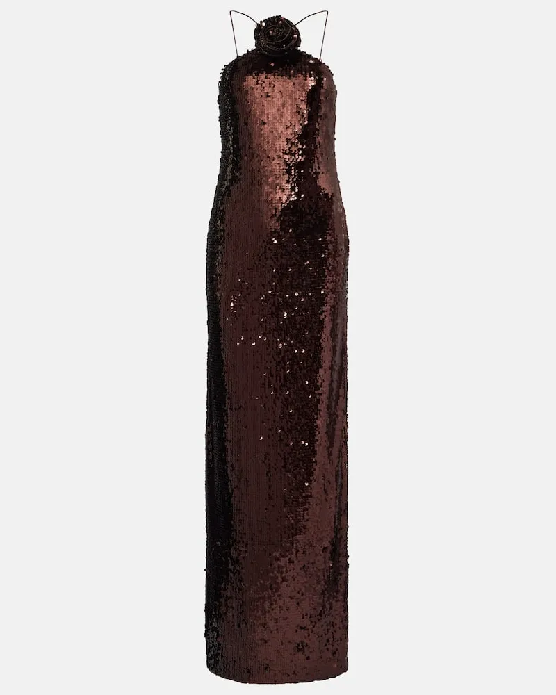 Magda Butrym Maxikleid mit Pailletten Braun