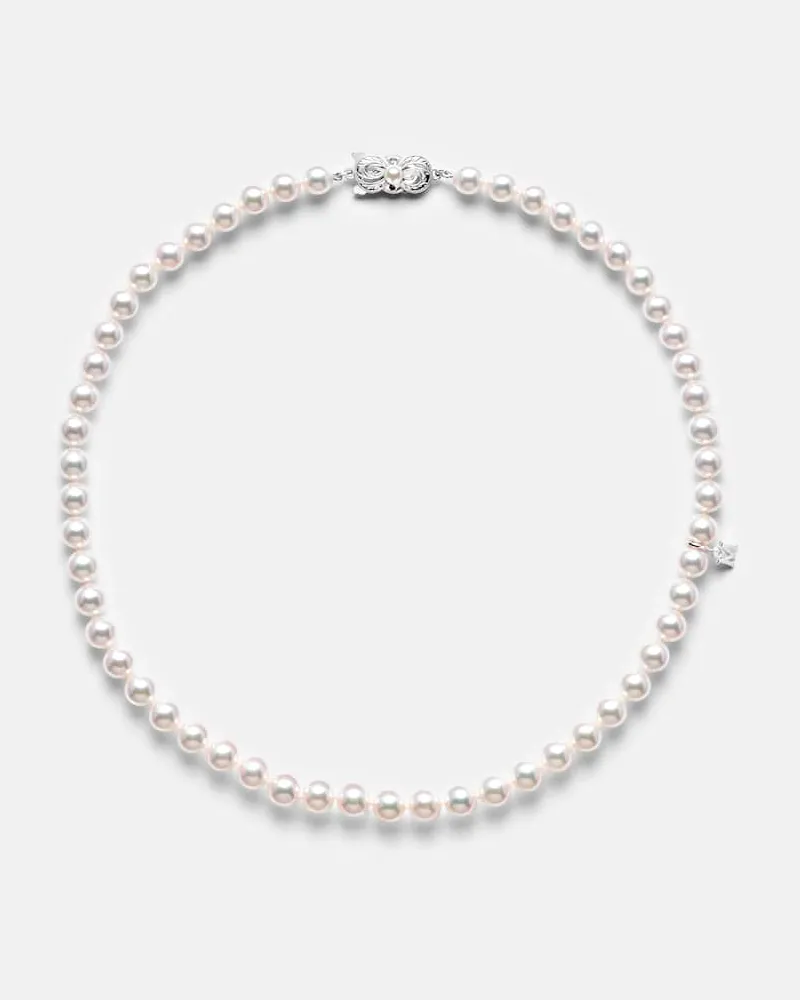 Mikimoto Halskette aus Akoyaperlen mit 18kt Weißgold Silber