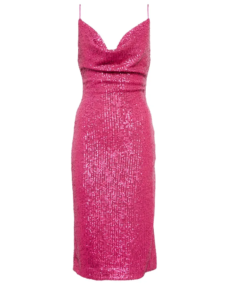 Rebecca Vallance Midikleid Missing Hours mit Pailletten Rosa