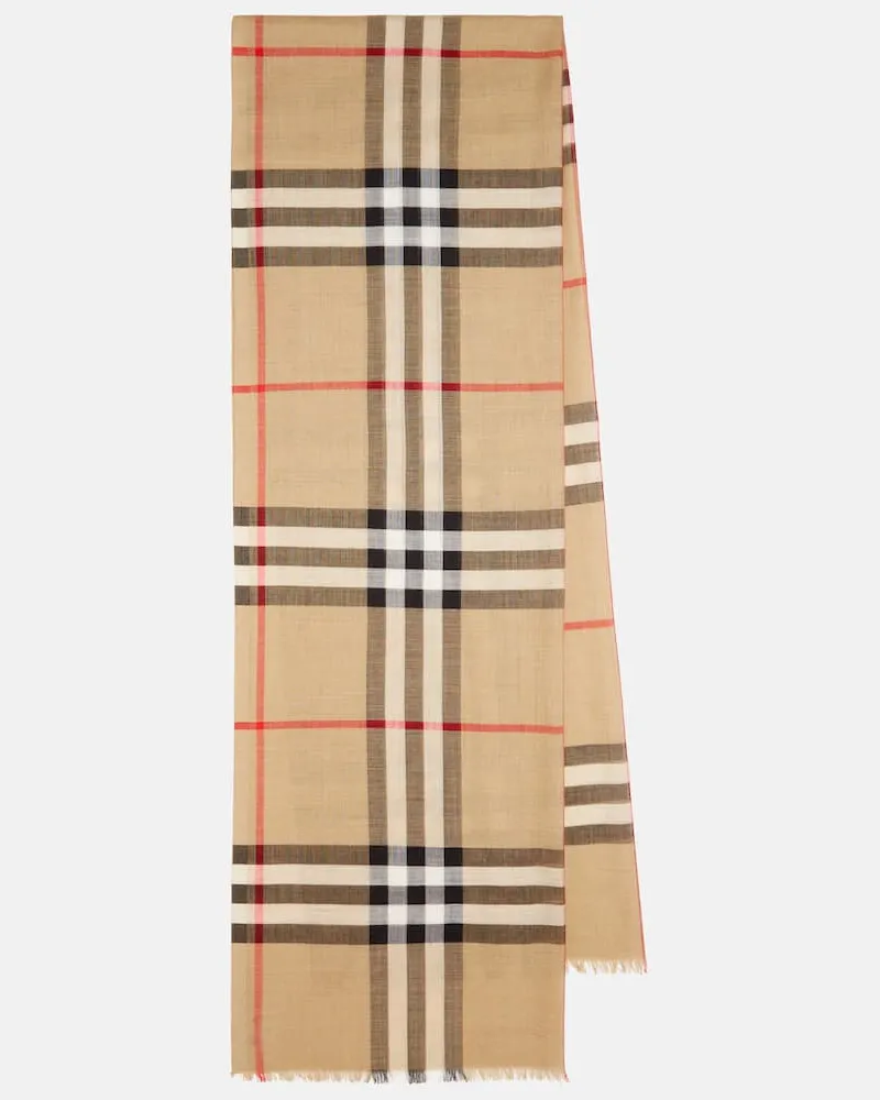 Burberry Schal Burberry Check aus Wolle und Seide Beige