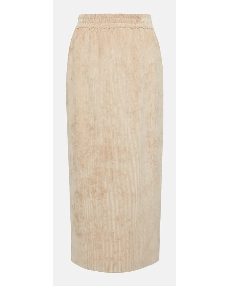 Brunello Cucinelli Midirock aus Cord Beige