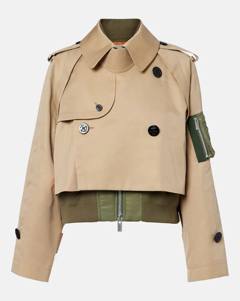 Sacai Bomberjacke aus einem Baumwollgemisch Beige
