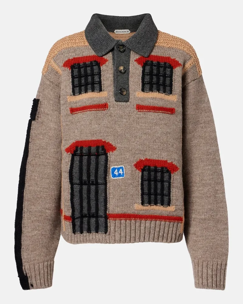 J.W.Anderson Polopullover aus Woll-Jacquard Beige