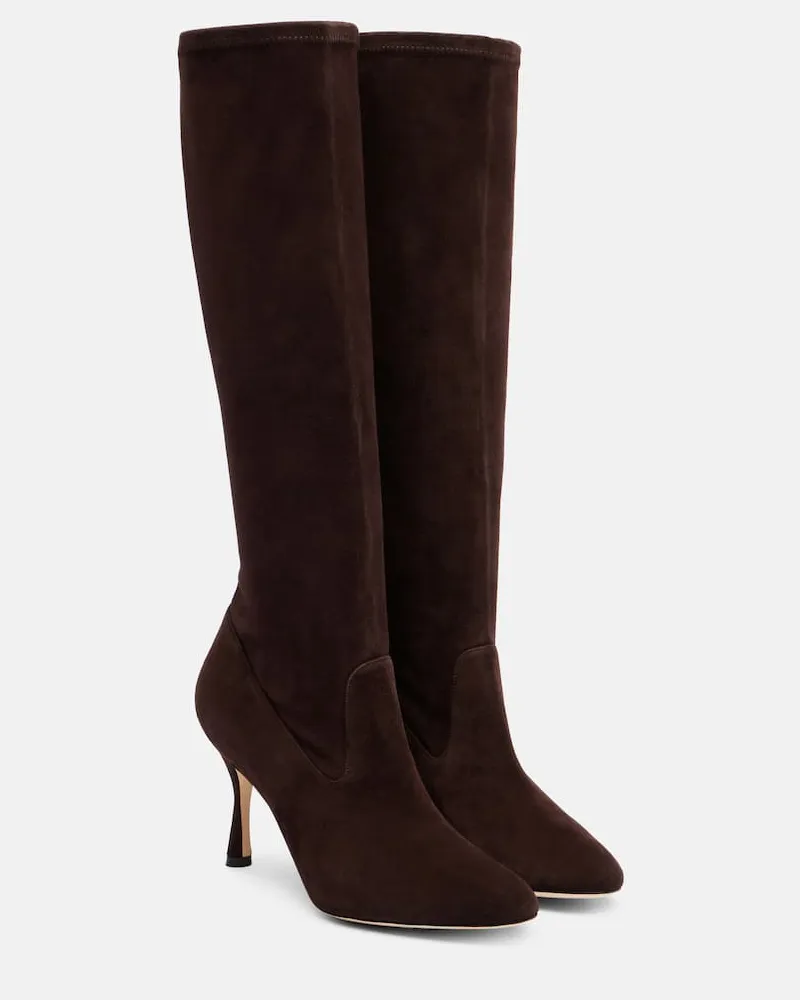 Manolo Blahnik Stiefel Myconia aus Veloursleder Braun