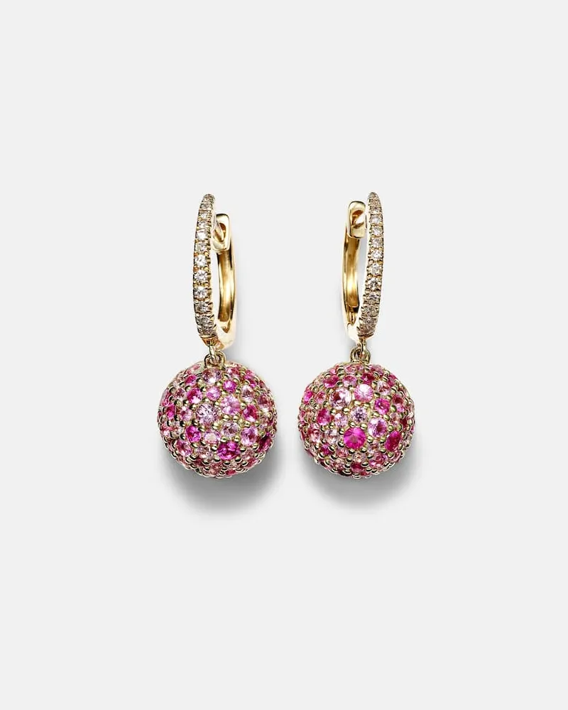 Roxanne First Ohrringe Bauble aus 14kt Gelbgold mit Diamanten und Saphiren Multicolor