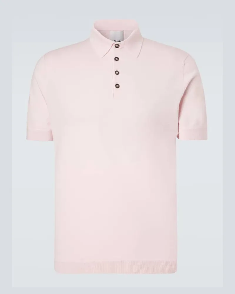 ALLUDE Polohemd aus Baumwolle, Seide und Kaschmir Rosa