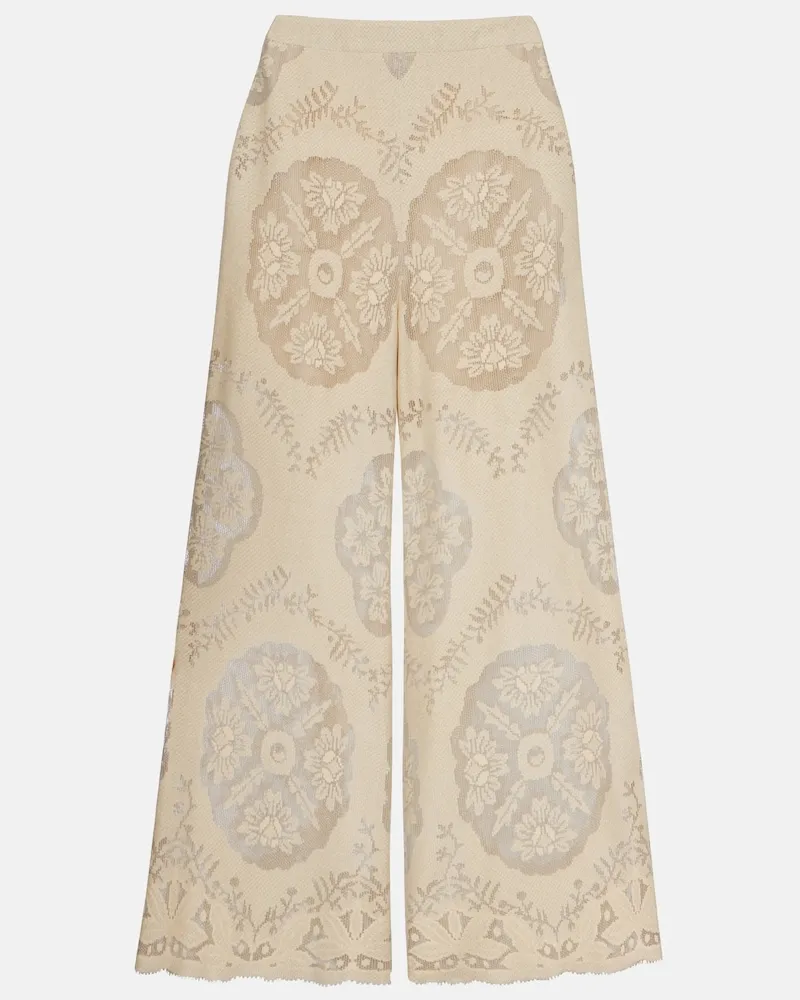 Valentino Garavani Weite Hose aus einem Baumwollgemisch Beige