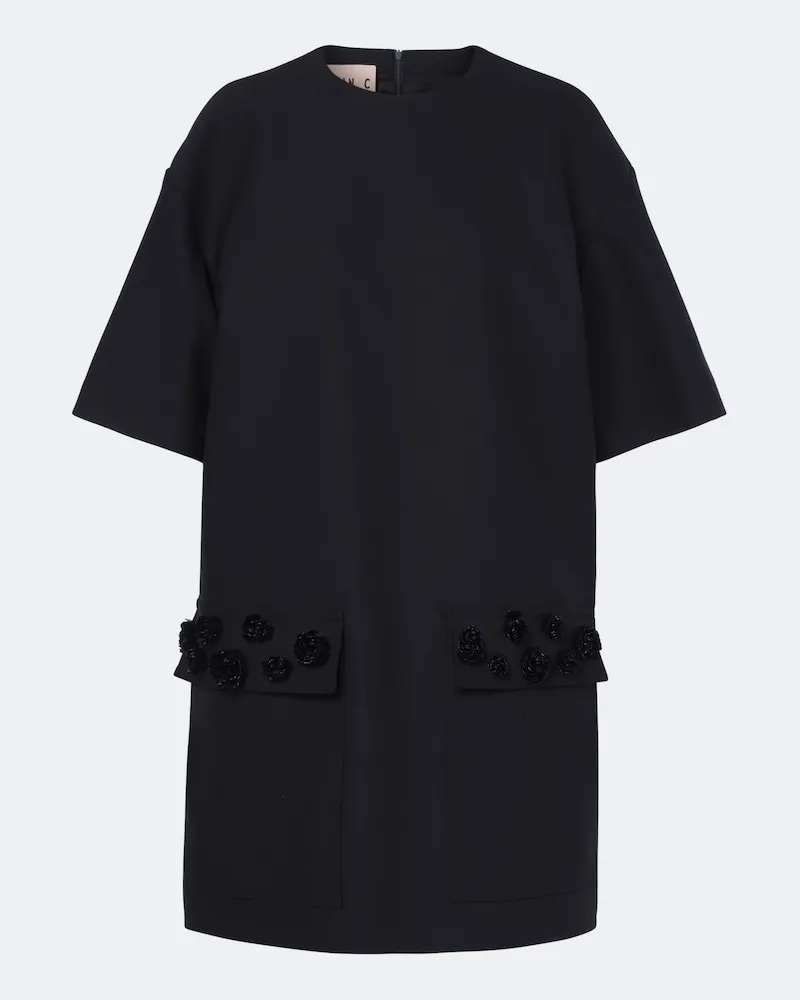 PLAN C Verziertes Minikleid aus Gabardine Blau
