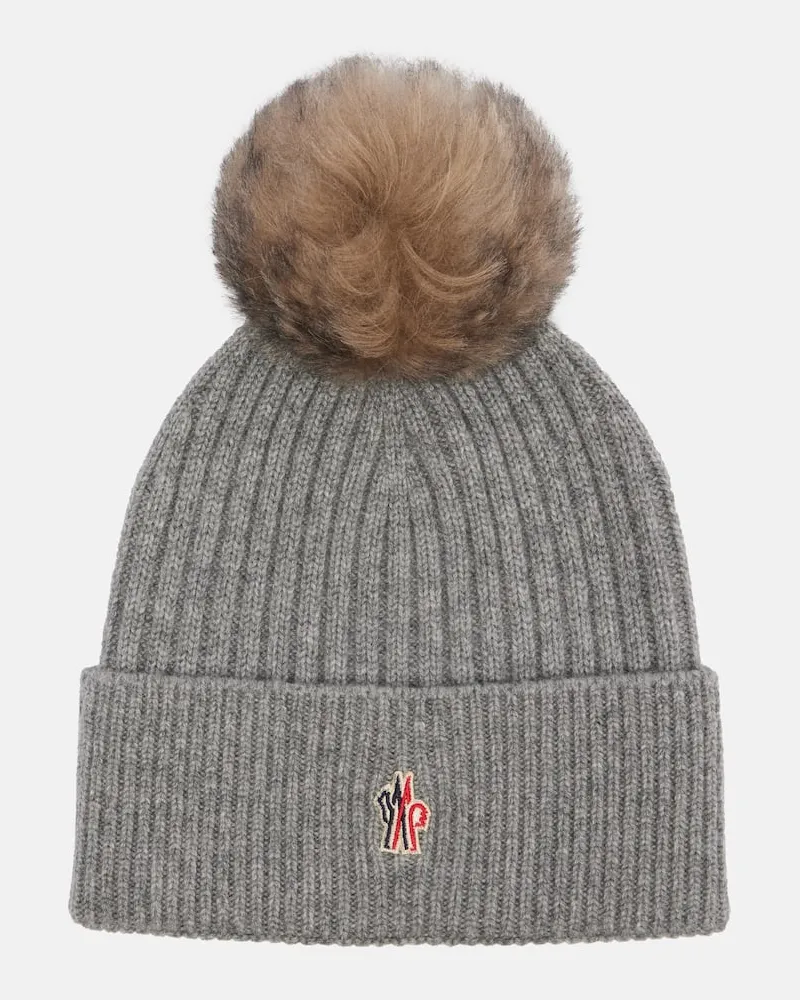 Moncler Mütze aus Kaschmir mit Shearling Grau