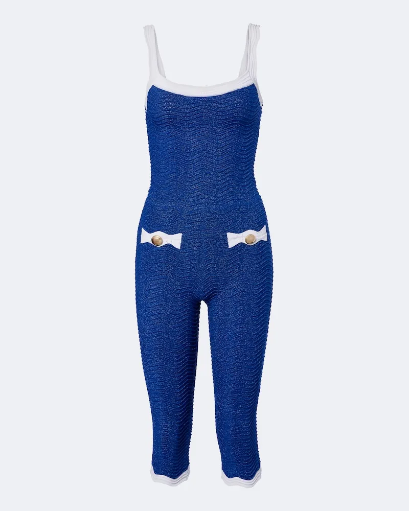 Retrofête Retrofête Jumpsuit Verene aus Rippstrick Blau