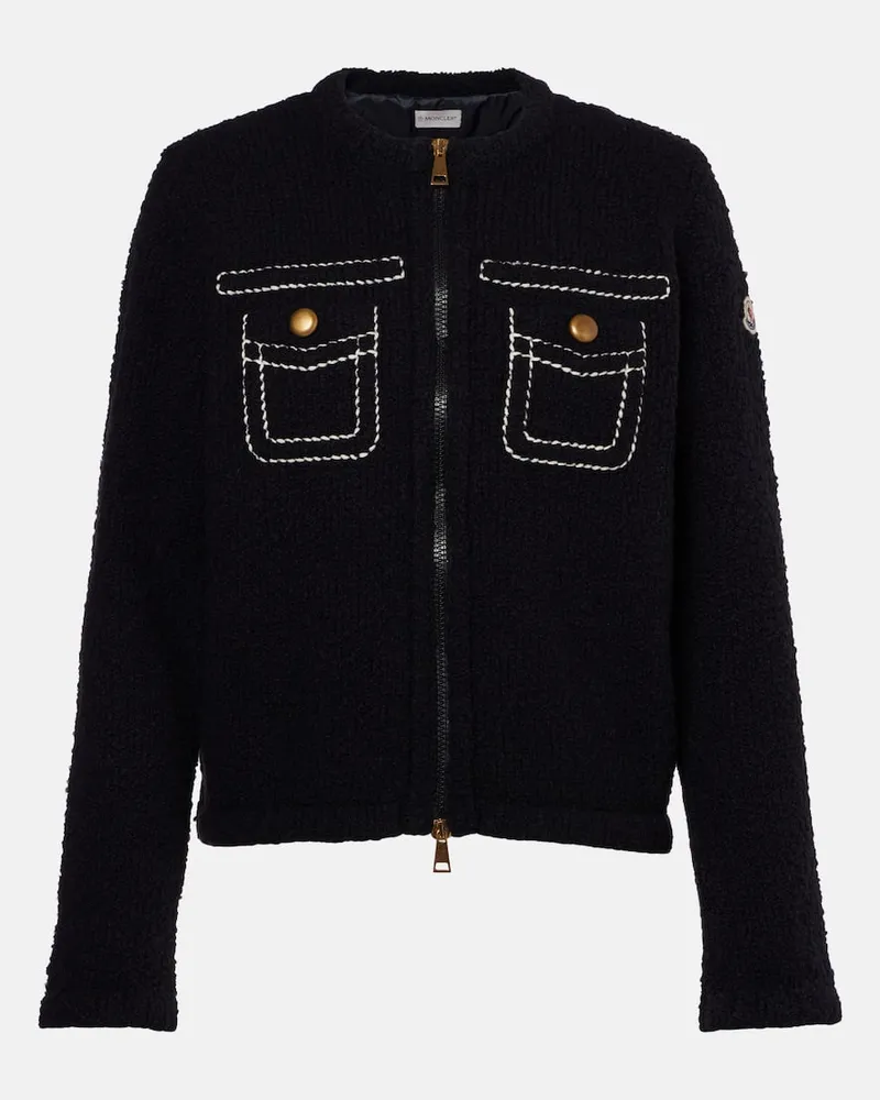 Moncler Daunenjacke aus Bouclé Schwarz