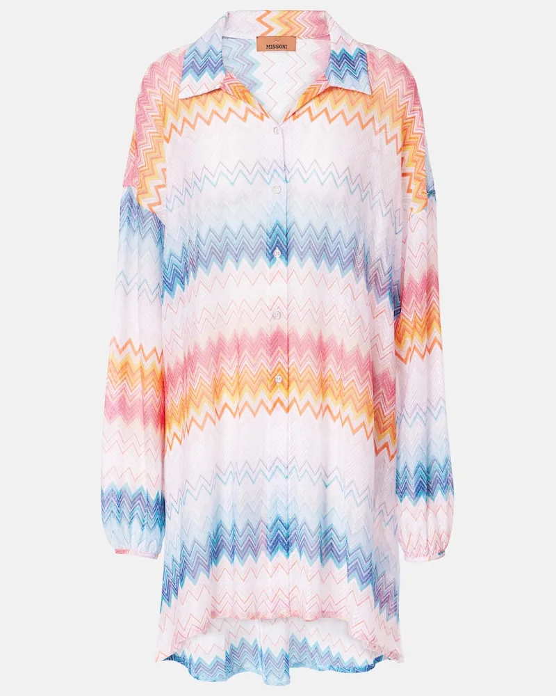 Missoni Hemdblusenkleid aus Häkelstrick Multicolor