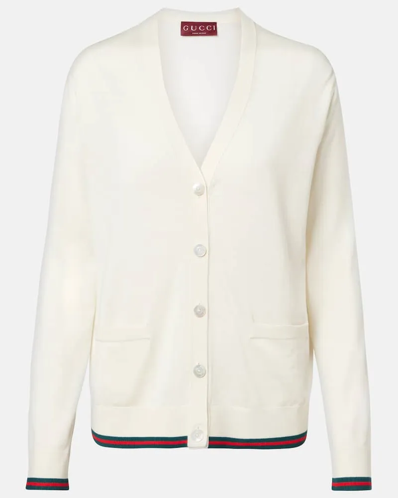 Gucci Cardigan aus Kaschmir und Seide Weiß