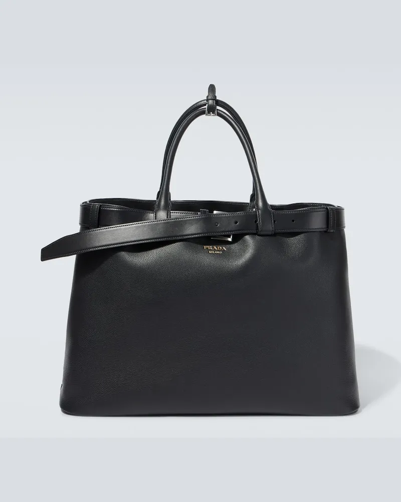 Prada Tote Bag Prada Buckle aus Leder Schwarz