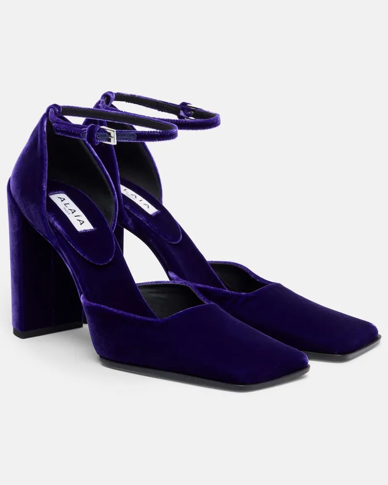 Alaïa Alaïa Pumps Square 115 aus Samt Lila
