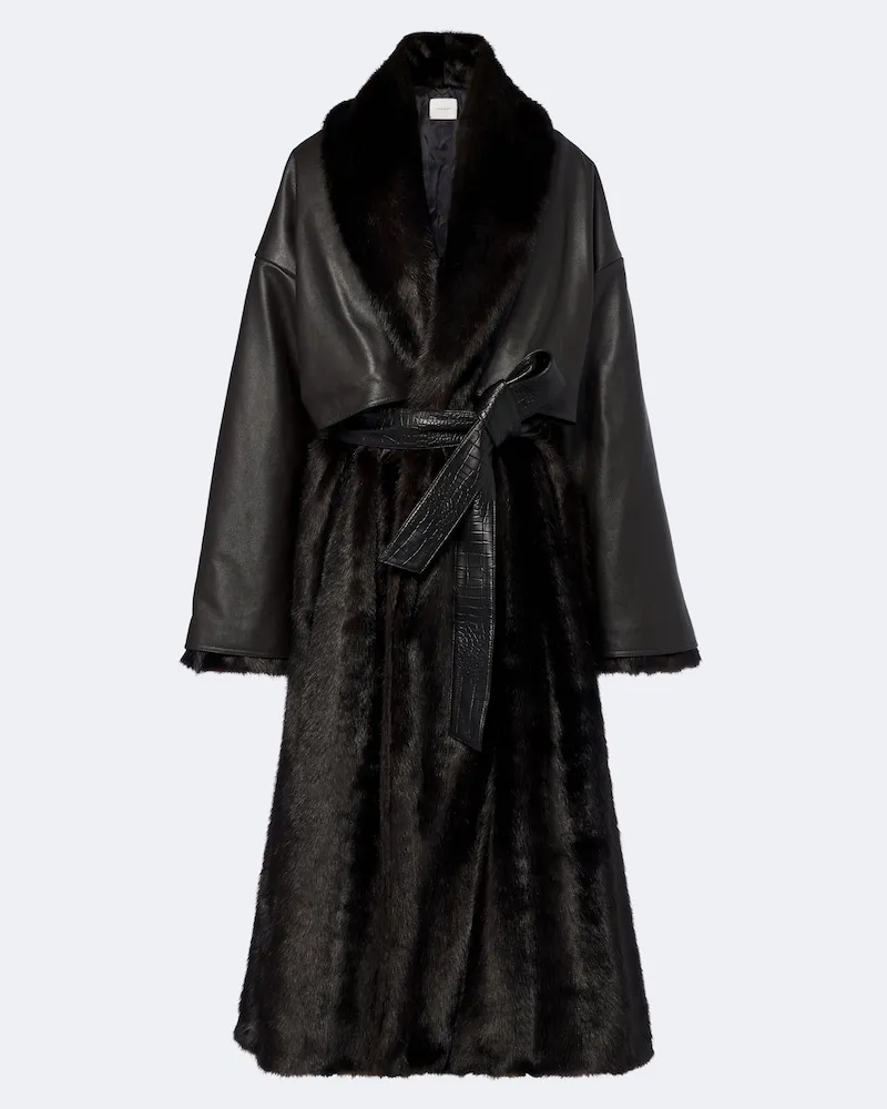 Magda Butrym Mantel mit Leder Braun