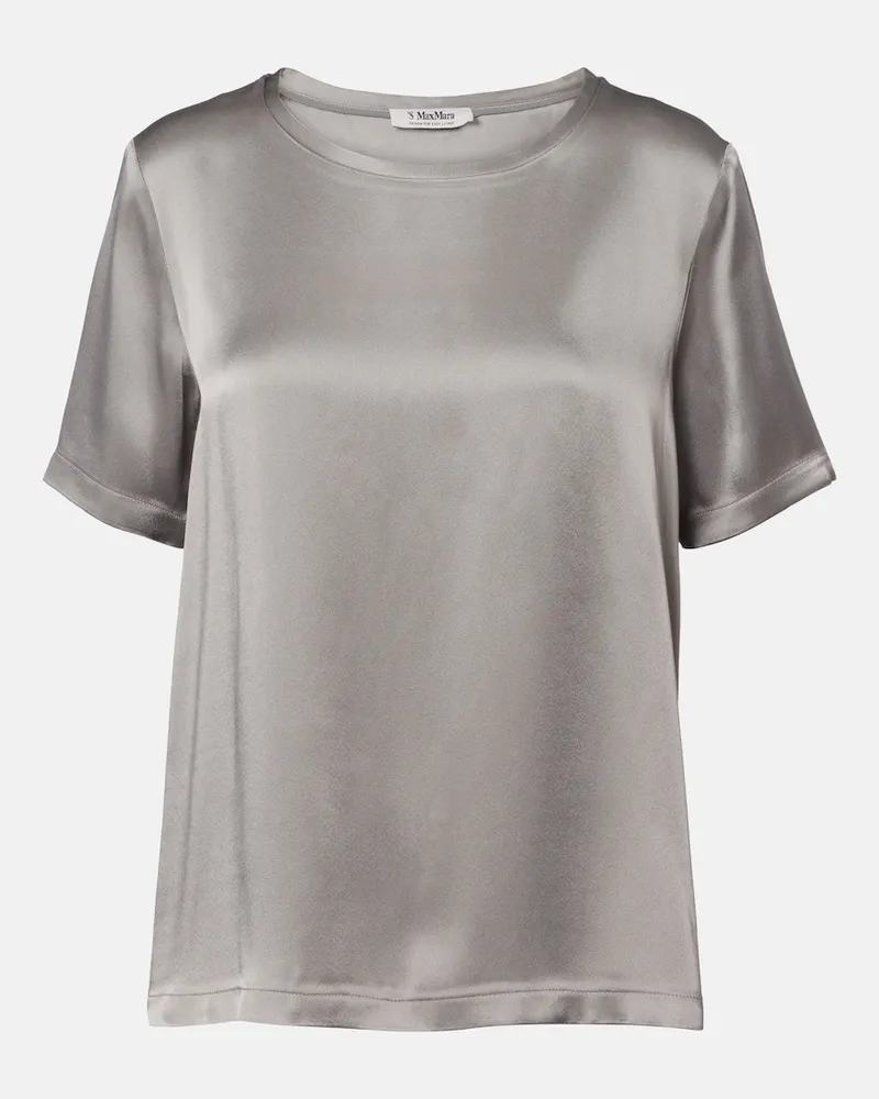 Max Mara T-Shirt aus Satin Grau