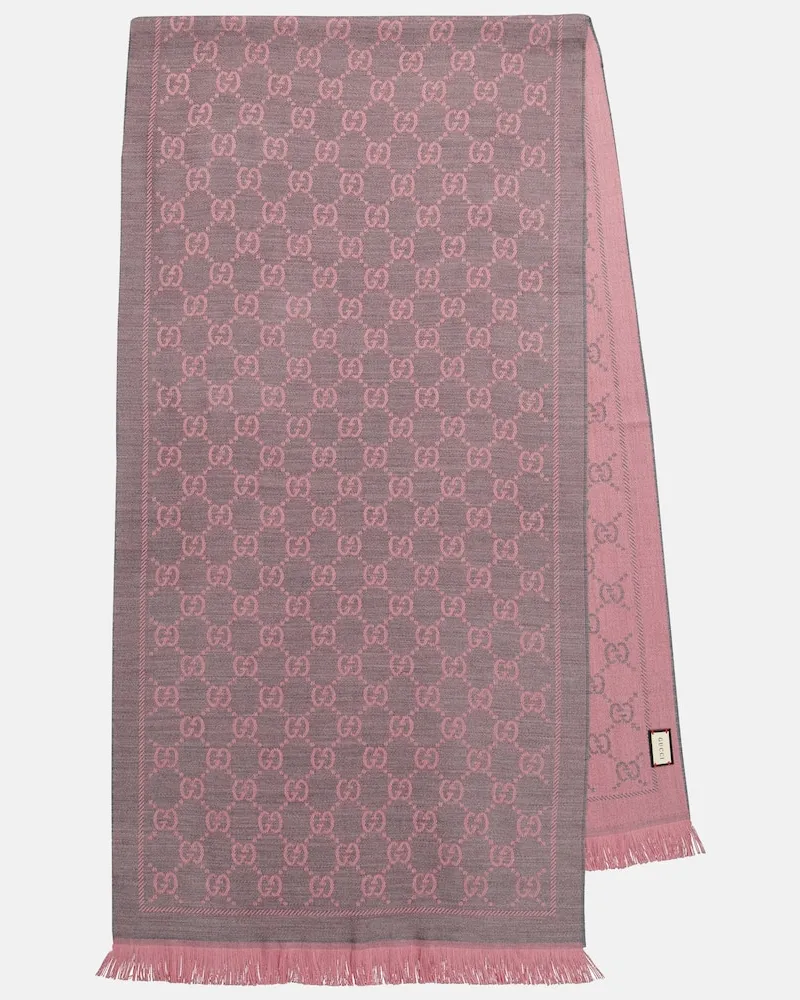 Gucci Schal GG aus Woll-Jacquard Braun